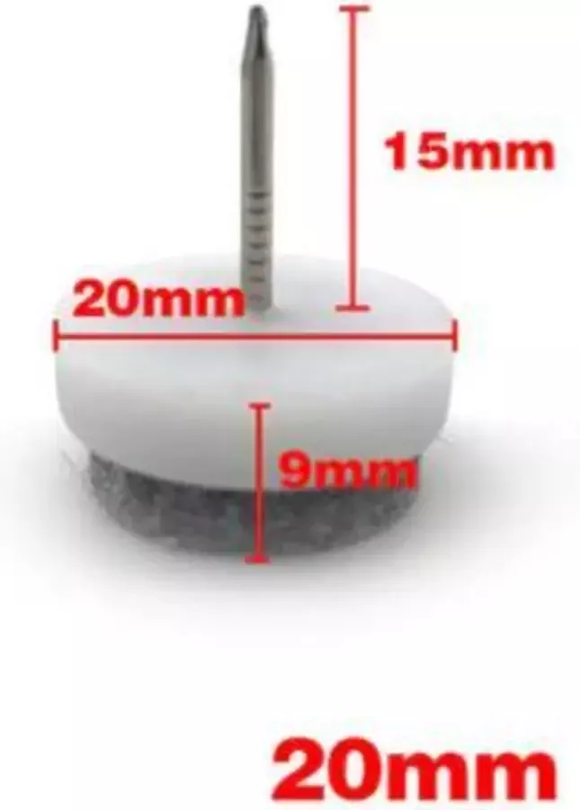Meubelvilt met spijker Meubelonderzetters Viltjes Vilt voor meubels 16 Stuks Stof Rond 2cm dia Wit