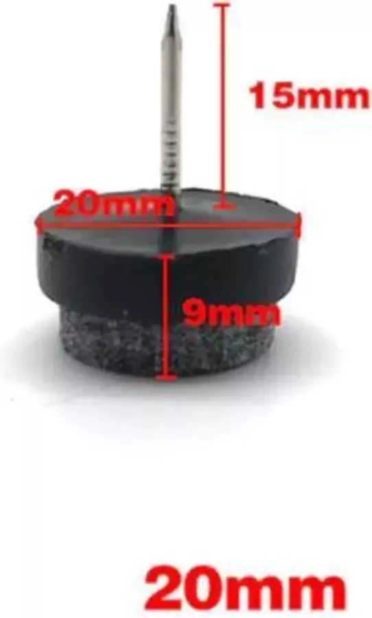 Meubelvilt met spijker Meubelonderzetters Viltjes Vilt voor meubels 16 Stuks Stof Rond 2cm dia Zwart