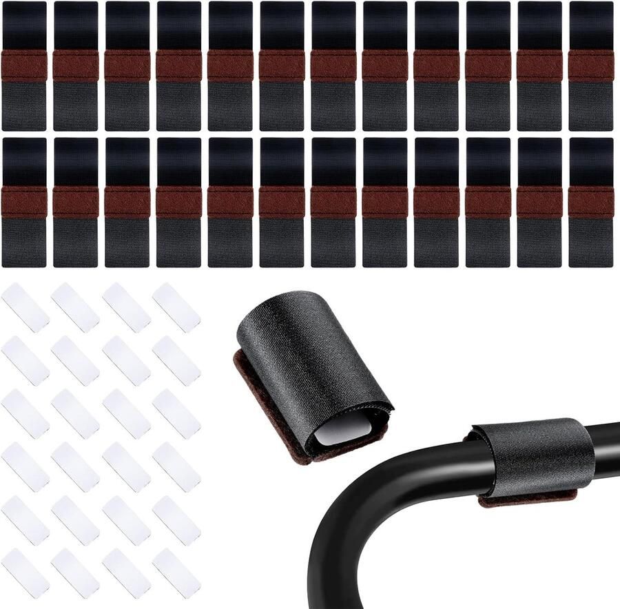 Meubelviltdoppen met klittenbandsluiting 12 stuks zelfklevende stoelpootbeschermers vloerbeschermers voor stoelen rondom vloerbescherming meubelglijders stoelrails vermindert geluid bescherming voor meubels