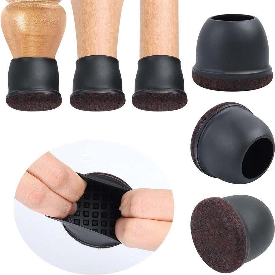 Meubelviltjes 5 cm rond zwart meubelpoten stoelpoten niet-geweven stof zorgeloos verplaatsen vloerbescherming