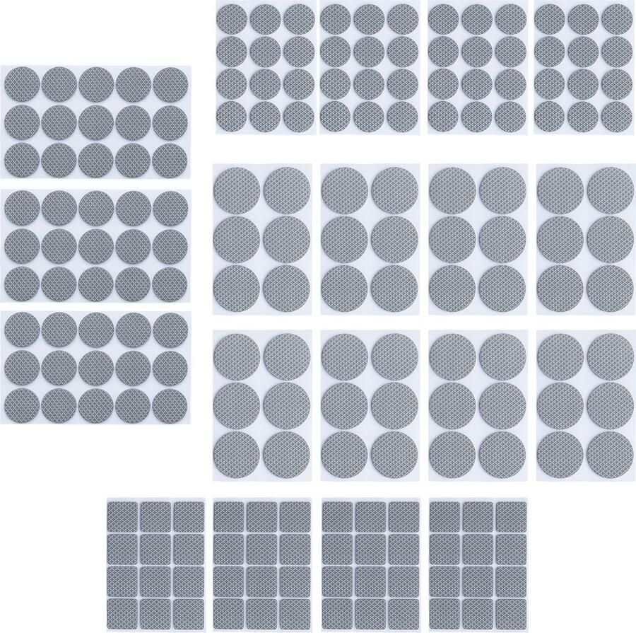 Relaxdays meubelviltjes set van 189 zelfklevend vierkant rond donkergrijs