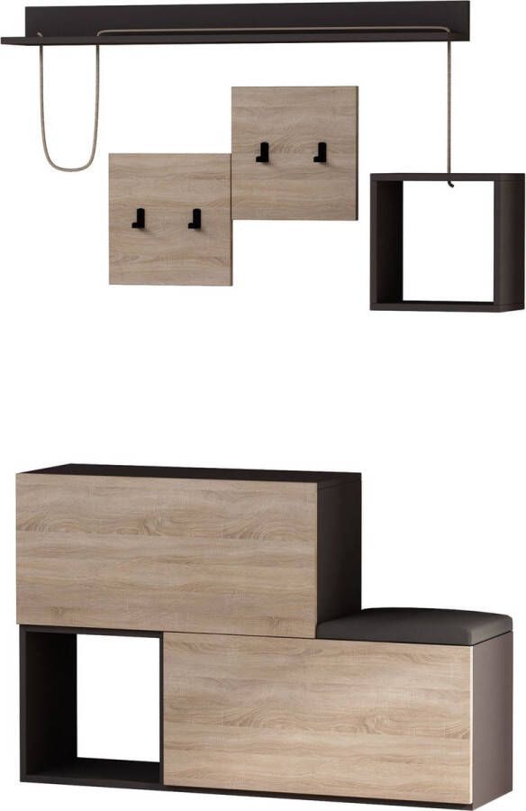 Meubilair Halkast Antraciet Eik Melamine Gecoate Deeltjesbord Afmetingen 120x40x78cm Ideaal voor Halopslag