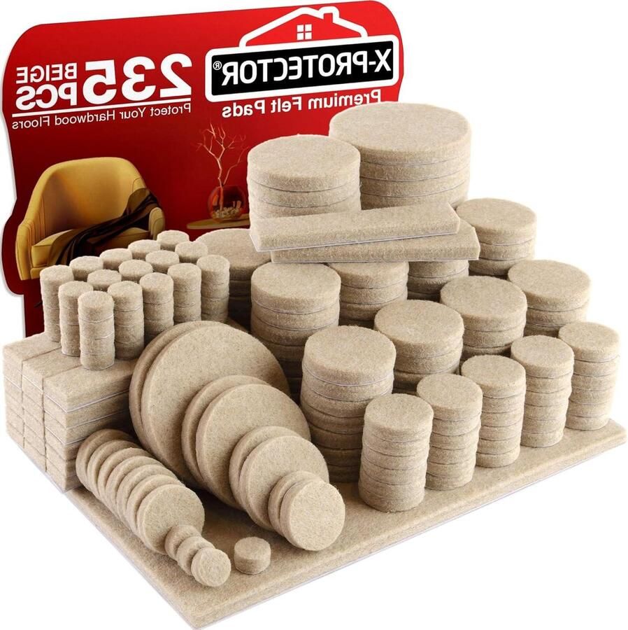 Vloerbeschermers Meubilair Pads 235 stuks Beige Vilten- Stoelpoten Meubilair Vilten Pads- Meubelpoten Enorme Hoeveelheid Vloerbescherming Pads Vloerbeschermer