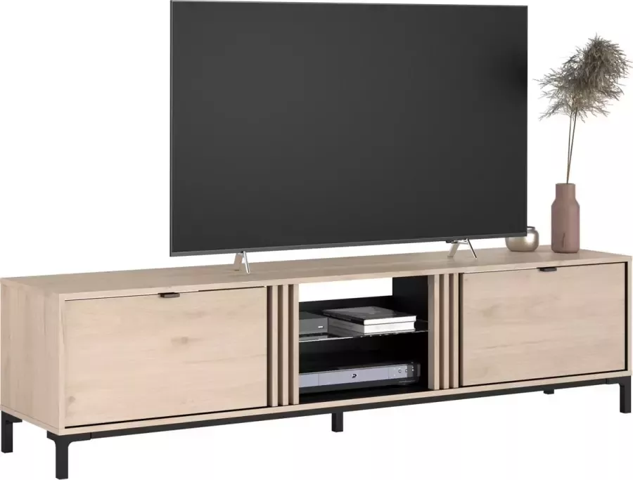 Meuble TV 2 Tiroirs et Niches Centrales L180 cm Leiko