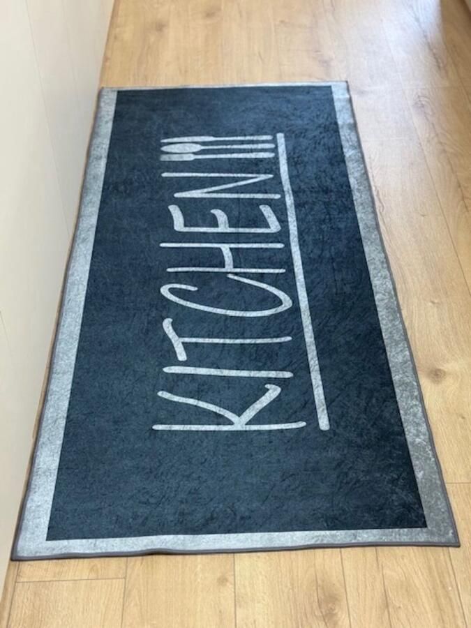 Mevaz- Keukenloper Kitchen Grijs Zwart 60x180 cm Vloerkleden Keuken Tapijt Keukenmat Loper Tapijt Loper Vloerkleed