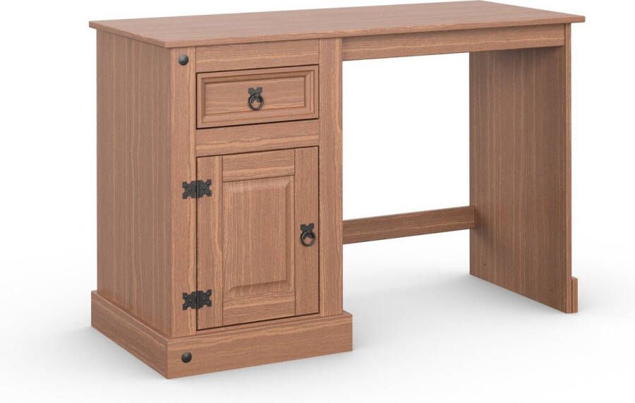 Loft24 Mexico|Bureau met 1 lade en 1 deur in donker grenen