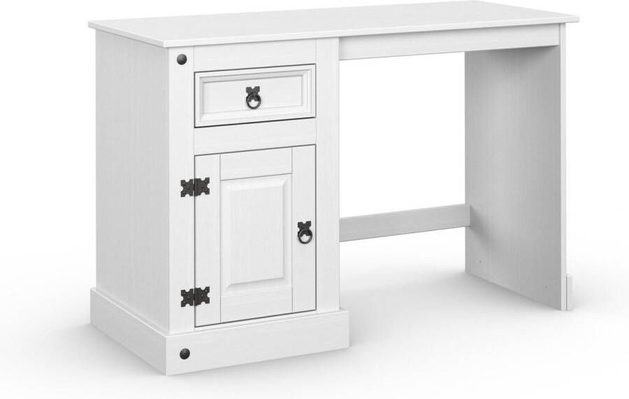 Loft24 Mexico|Bureau met 1 lade en 1 deur in wit grenen