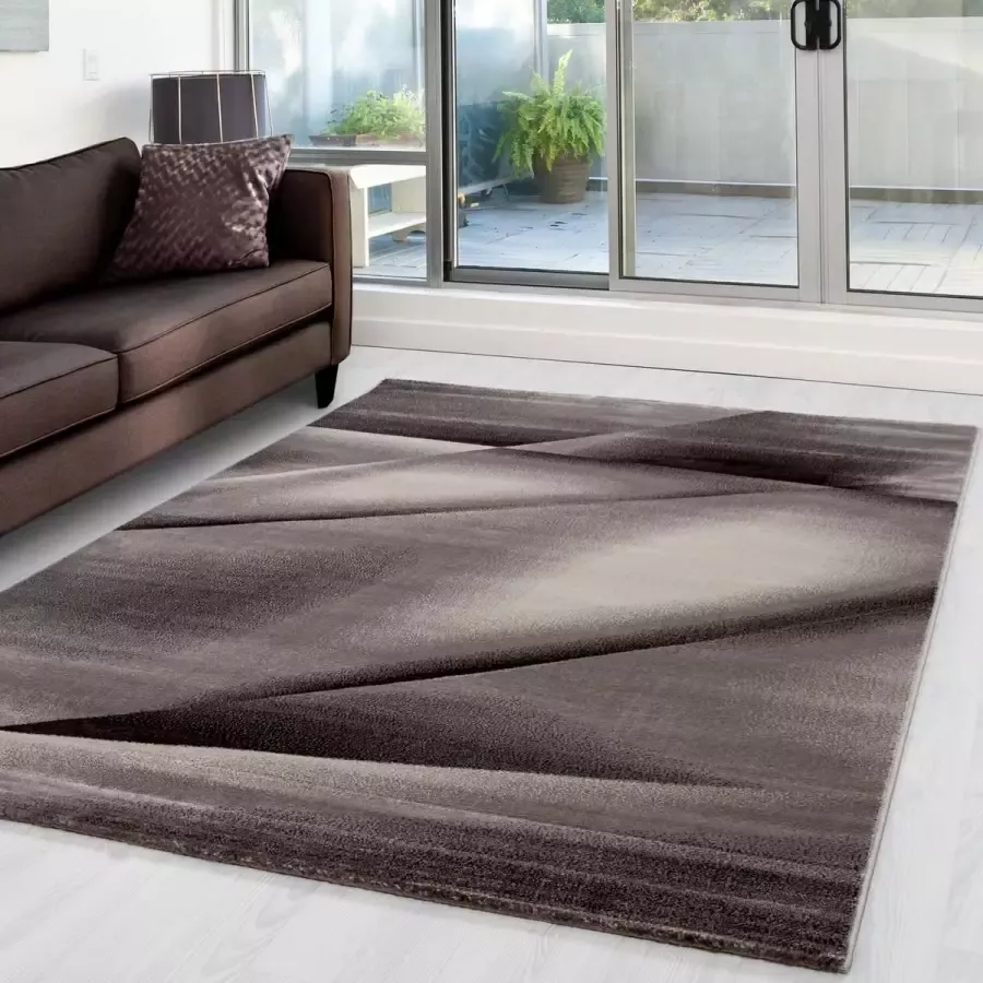 Adana Carpets Laagpolig vloerkleed abstract ontwerp bruine kleur woonkamerkleed jute achterkant afmeting: 160 cm x 230 cm - Foto 2