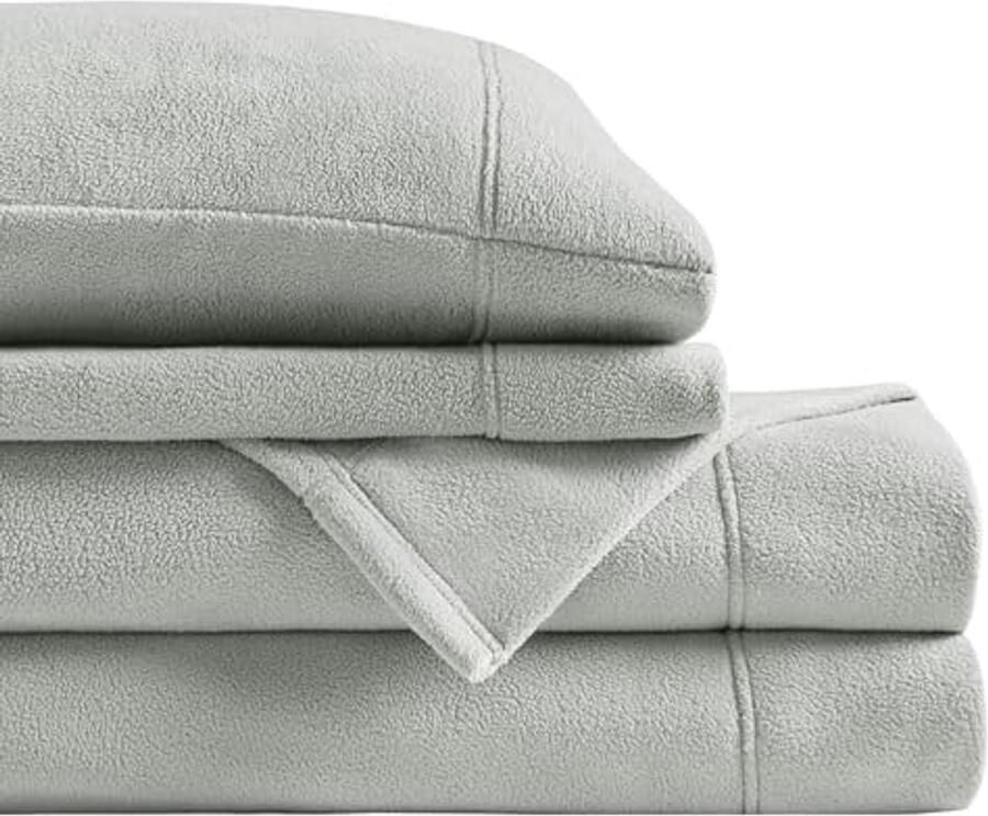 Micro Fleece Bed Sheet Set 4 Piece King Size Warm and Cozy Sheets with 14 Deep Pocket