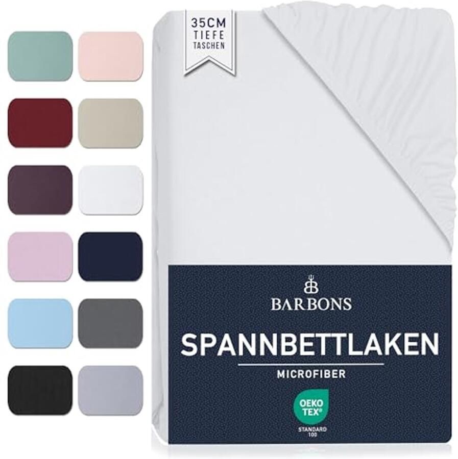 Microfibre Hoeslaken voor King Size Bed Geschikt voor Matras tot 35 cm Hoogte Oeko-Tex Gecertificeerd Witte Kleur 180 x 200 cm