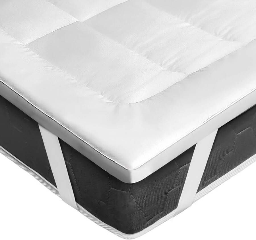Microfibre Topper 160 x 200 cm + 5 cm with 4 Non-Slip Corner Tabs Machine Washable Hypoallergenic Mattress Topper 160 x 200 cm for Sofa Bed and Guest Bed