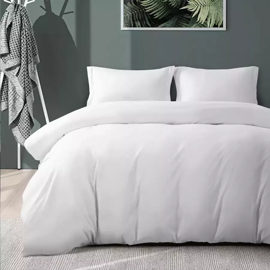 Luxe Dekbedovertrek Set Extreem Zacht Inclusief 2 Kussenslopen Tweepersoonsbed Duvet Overtrek met 2 kussenslopen 220cm x 230cm Wit