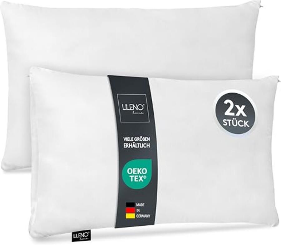 Microvezel Hoofdkussen 50 x 70 cm Set van 2 Wasbaar tot 95 Graden Ideaal voor Bed en Sofa