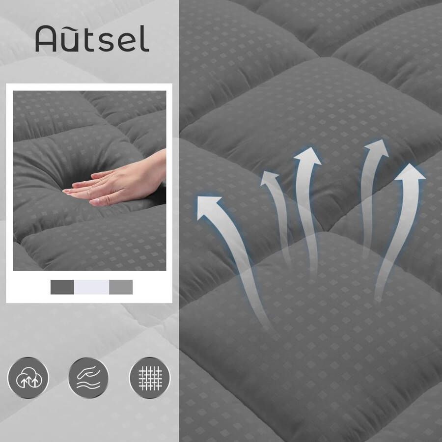 Microvezel matrassen Topper 140x200cm matrasbeschermer voor matras boxspring tot 20-30 cm matrasbeschermhoezen geschikt voor mensen met een allergie lichtgrijs