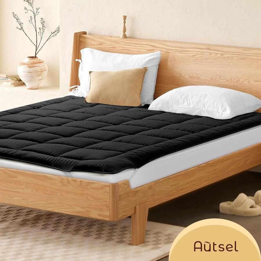 Microvezel matrassen Topper 140x200cm matrasbeschermer voor matras boxspring tot 20-30 cm matrasbeschermhoezen geschikt voor mensen met een allergie donkergrijs