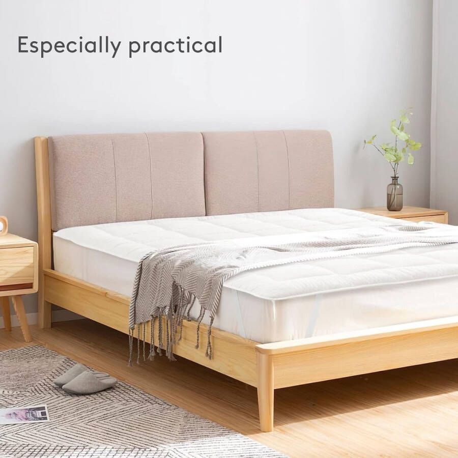 Microvezel matrassen Topper 160x200cm matrasbeschermer matras voor matras boxspring tot 20-30 cm matrasbeschermhoezen geschikt voor mensen met een allergie White - Foto 2