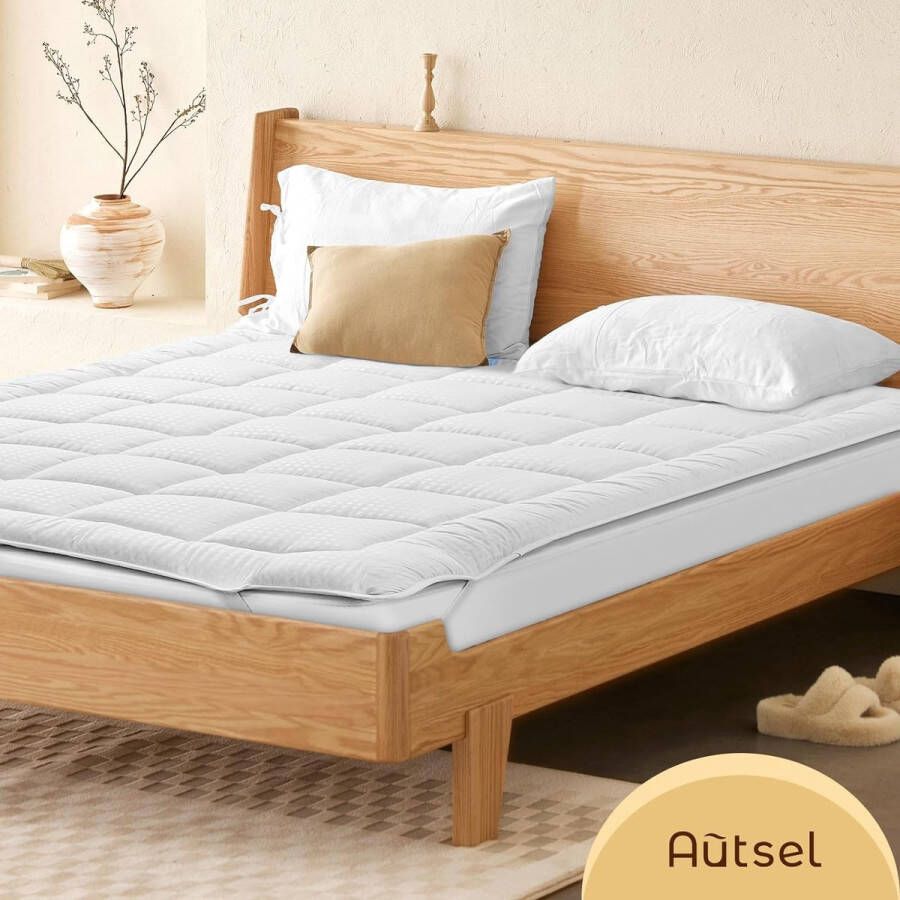 Microvezel matrassen Topper 160x200cm matrasbeschermer matras voor matras boxspring tot 20-30 cm matrasbeschermhoezen geschikt voor mensen met een allergie White