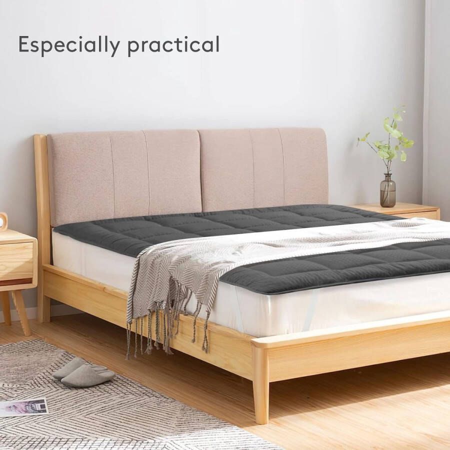 Microvezel matrassen Topper 180x200cm matrasbeschermer matras voor matras boxspring tot 20-30 cm matrasbeschermhoezen geschikt voor mensen met een allergie donkergrijs
