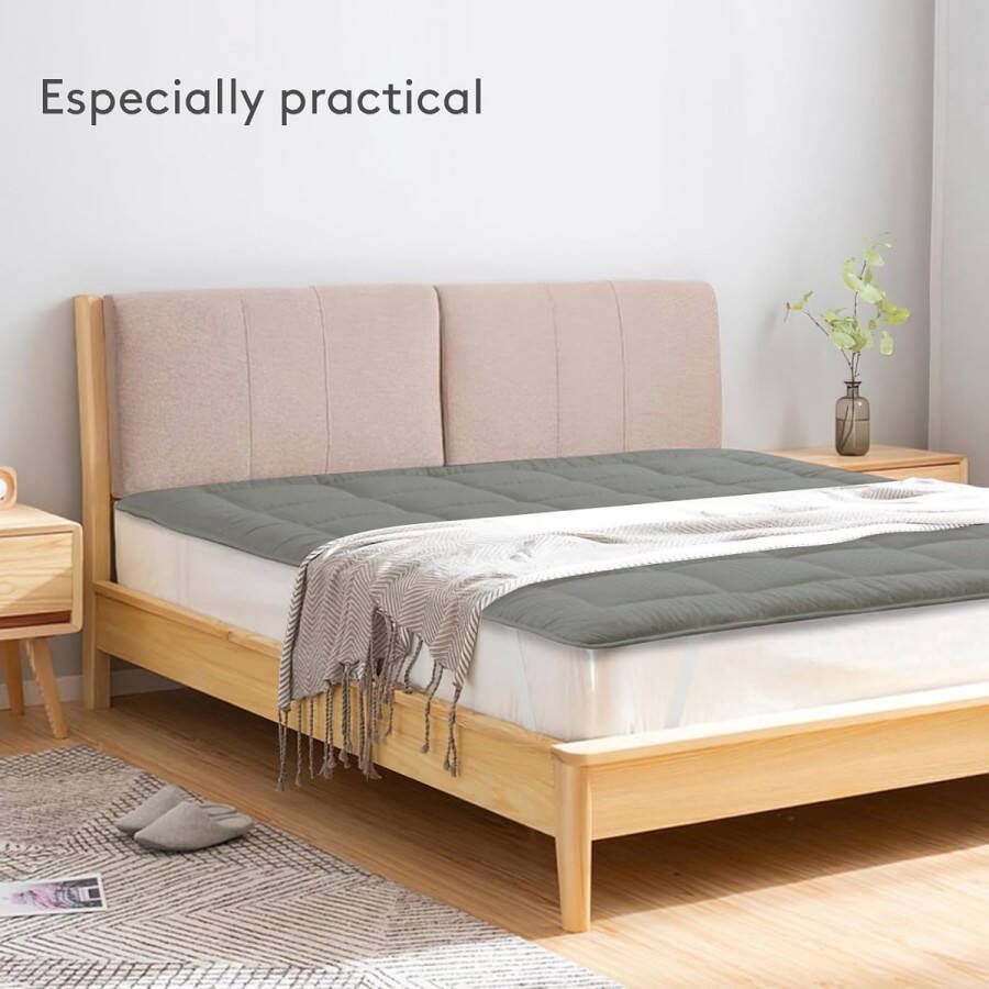 Microvezel Matrassen Topper 180x200cm Matrasbeschermer voor matras boxspring tot 20-30 cm matrasbeschermhoezen geschikt voor mensen met een allergie lichtgrijs