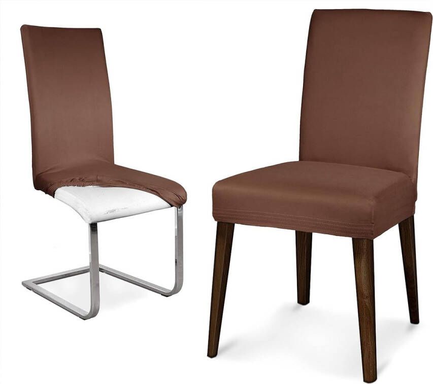 Microvezel stoelhoezen sets microvezel stoelhoes elastische stretch hoezen set grootte en kleur naar keuze (set van 2 bruin)