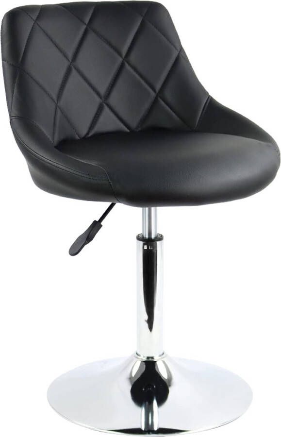 Mid Back Vanity Chair Kruk Make-up Kruk PU Leer Korte Teller Kruk Hoogte Verstelbare Draaibare Kruk Keuken Thuis Barkruk Winkel Kruk Salon Spa Kruk Geen Wielen (Zwart)