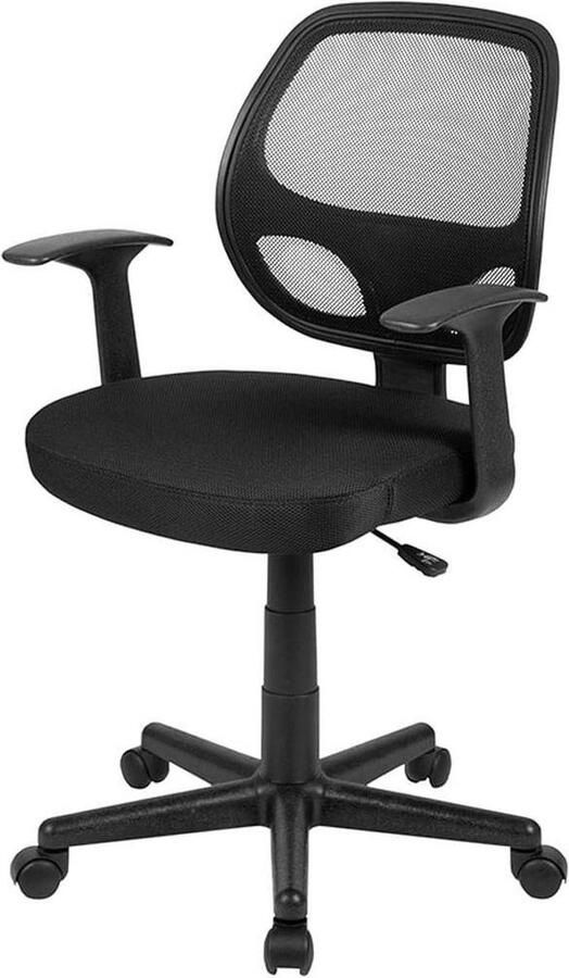 Mid-Back Zwart Mesh Swivel Ergonomische Taak Bureaustoel met Armen Flash Fundamentals