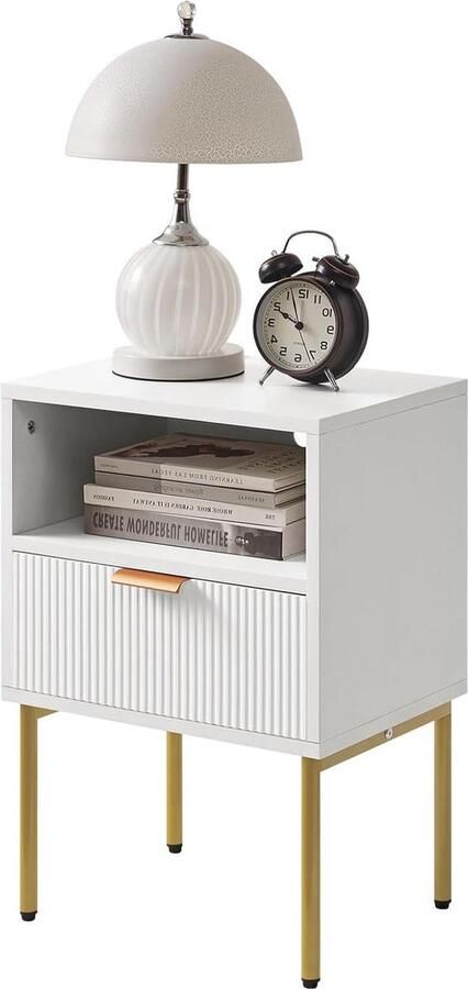 Mid-Century modern nachtkastje zwart met opberglade 1 stuk