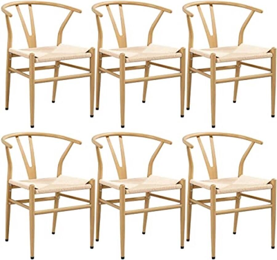 Middeleeuwse Stijl Eetkamerstoelen Set van 2 Y-Stoelen met Metalen Frame