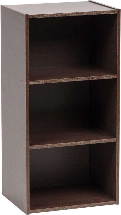 Middelgrote boekenkast met 3 niveaus houten boekenkast kubusboekenkast boekenkast kast met planken Design Kantoor woonkamer hal Module Shelf MDB-3 Bruin