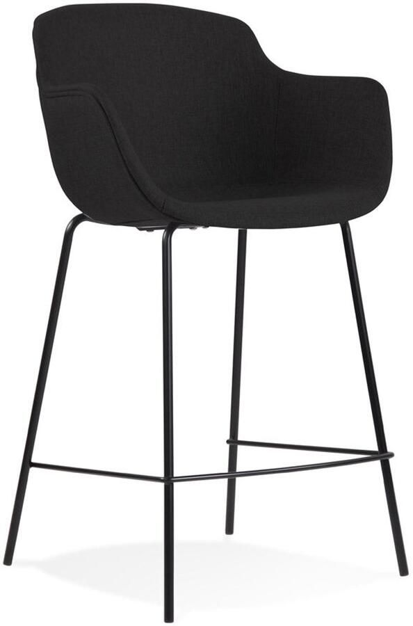 Middelhoge Snackkruk 'MINI' Barkruk Comfort & Vintage Elegantie Zwarte Stof