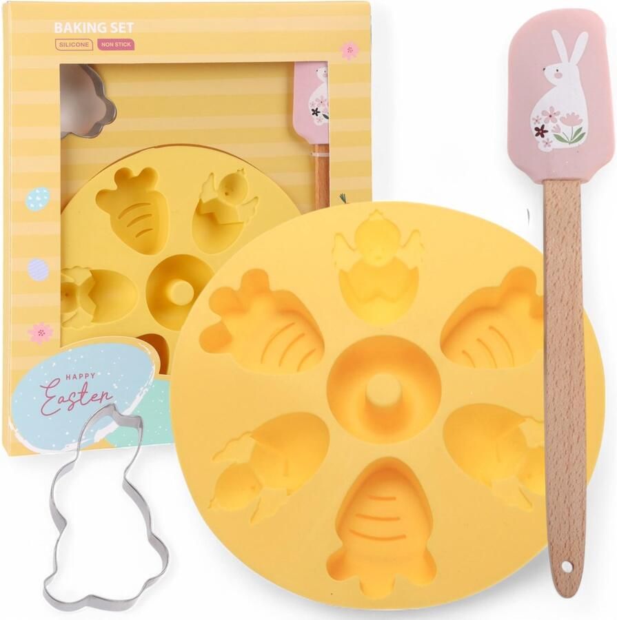MIJOMA Karotten Bakset Siliconen Bakvorm met Spatel en Koekjessteker Voedselveilig en Antiaanbak Perfect Voor Creatief Bakken