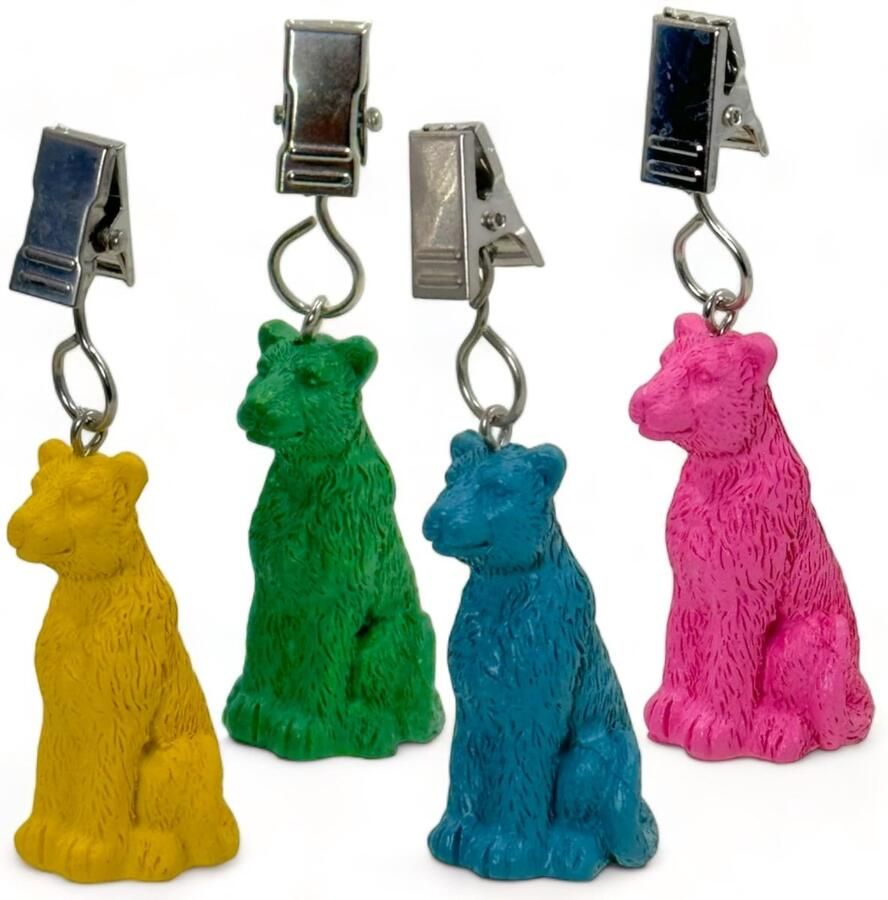 MIJOMA Stijlvolle tafelkleedgewichten met klemfunctie set van 4 weerbestendig onweerstaanbare ontwerpen binnen- en buitengebruik kunstmatige stenen gewichten perfect voor gedekte tuintafels (4 luipaard)