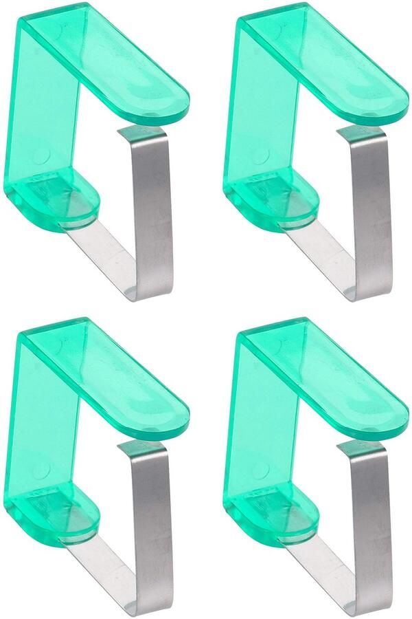 MIK funshopping 4-delige set tafelkleedklemmen tafelkleedhouders tafelkleedklemmen van roestvrij staal tafelkleedklemmen voor buiten en in de tuin (acryl groen)