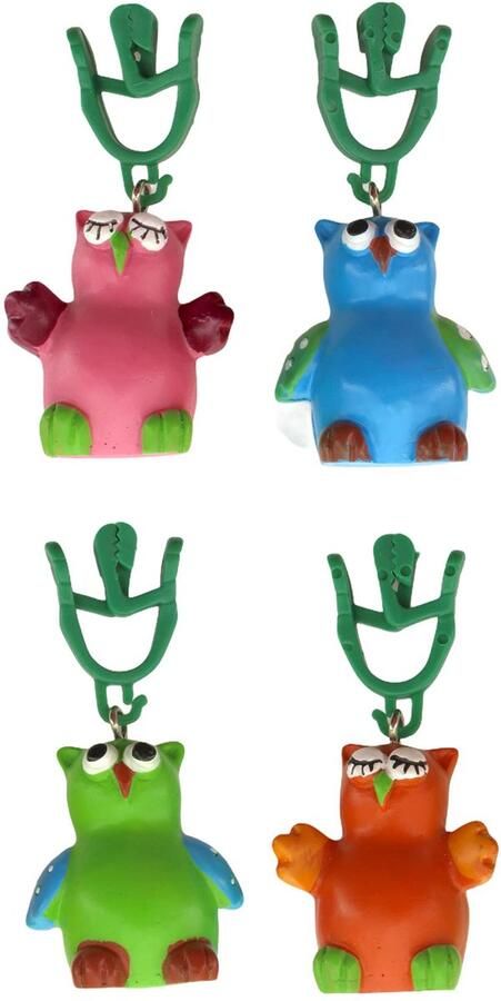 Ibenzoa Set van 4 kleurrijke uil tafelkleedgewichten voor binnen en buiten gebruik