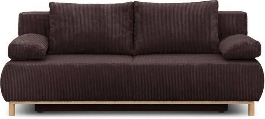 Merkloos MIKA 3-zits ombouwbank Donkerbruin corduroy Opbergdoos L 192 x H 84 x D 93 cm