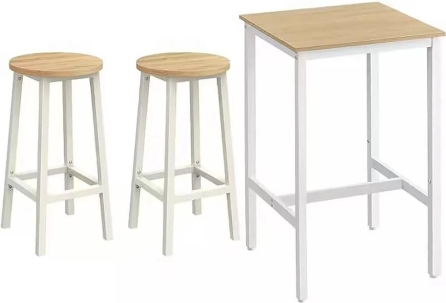 Mila Shop Bartafel met 2 ronde barkrukken Barstoelen Bartafel keuken