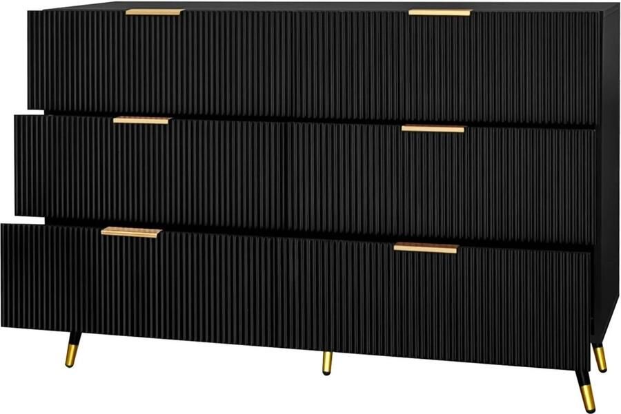 Mila Shop Dressoir kasten Dressoirs TV meubel Ladekast Opbergkast Woonkamerkast Zwart 120x40x77cm