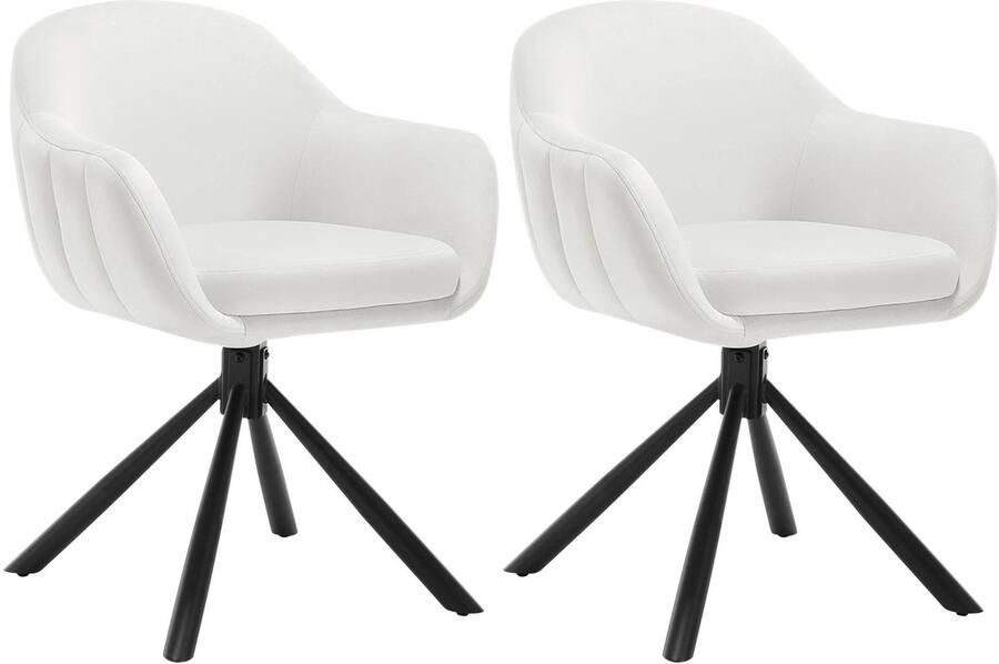 Stemily Eetkamerstoelen 2 Stuks 360° Draaibaar Ergonomische Rugleuning & Armleuningen tot 150KG 57 x 79 x 62 cm