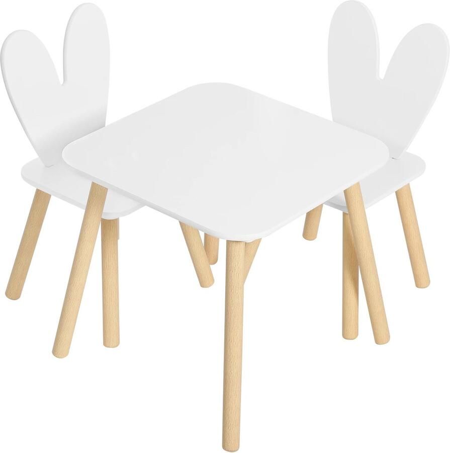 Lavinsa Kindertafel met 2 stoelen (set) Peuters tafel Activiteiten tafel Speel tafel Kindermeubels Peuterstoeltje Wit