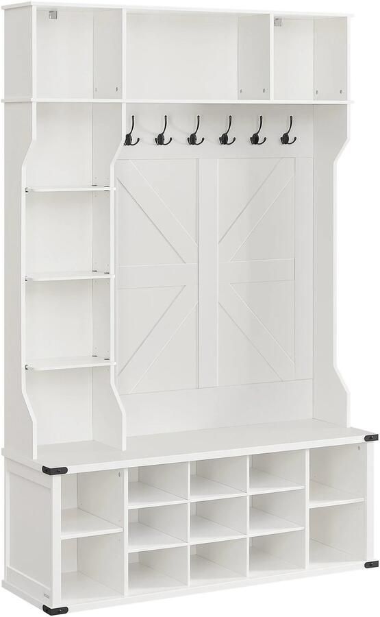 Mila Shop Kledingkast Entree meubilair met schoenenrek Kast Verstelbare planken Wit 40x130x200cm (DxBxH)