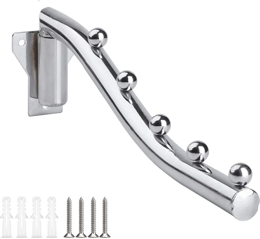 MILESTEM Kledinghanger voor aan de muur opvouwbare stalen wanddroger stalen kledingrek wandhanger kledingrek opvouwbare haak voor badkamer slaapkamer woonkamer balkon