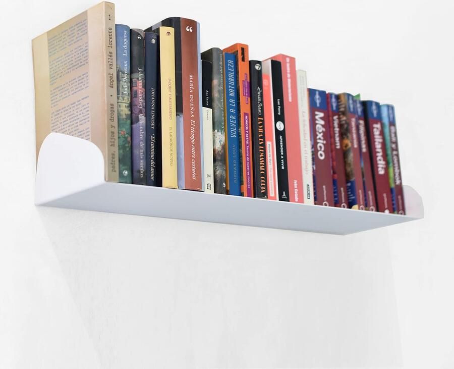 MILUKA Wandplank Wit 60 cm Wandboekenplank Hangende boekenplank Zwevende boekenplank als zwevende boekenplank Kantoorplank als wanddecoratie Onzichtbare boekenplank Klein Metalen plank Wit