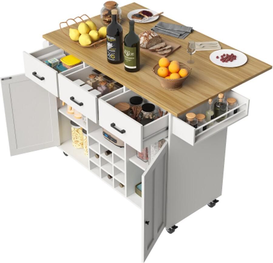 Mineerauto keukenauto afneembare eetwagen met werkplaats handdoekhouder en kruidenplank verstelbare scheidingswanden buffet keukenkasten tafelblad met houten graan wit