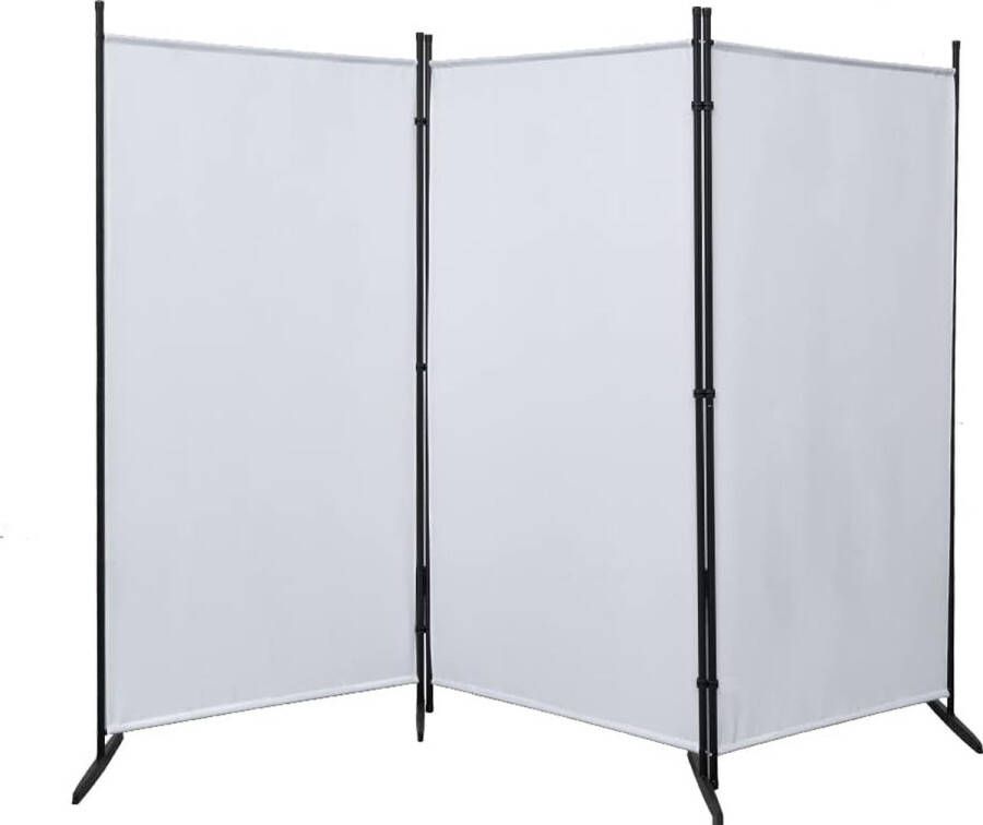 Mingone Room Divider Indoor Garden Partition Wall Spanish Wall Balcony Privacy Screen Made of Fabric 3-Piece for Offices 260 x 177 cm White