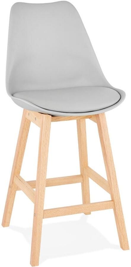 MINI Grijze Halfhoge Kruk Scandinavische Stijl Optimaal Comfort Eikenhouten Frame