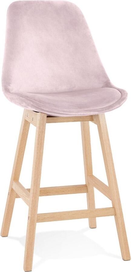 MINI Halfhoge Snackkruk Barstoel Ultiem Comfort Roze Fluwelen Zitting 65 cm Zithoogte