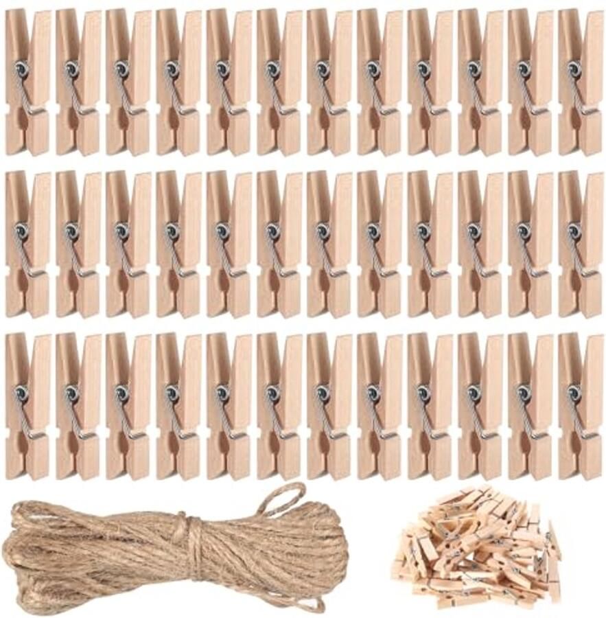 Mini Houten Klemmen Set van 160 Stuks 3.5 cm voor Foto's Kaarten DIY Decoratie en Creatieve Projecten