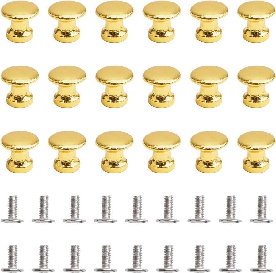 Mini-kastknoppen 18 stuks zinklegering enkele gat trekgrepen antieke kastknoppen decoratieve mini-knoppen juwelendoos geschenkdoos (goud)