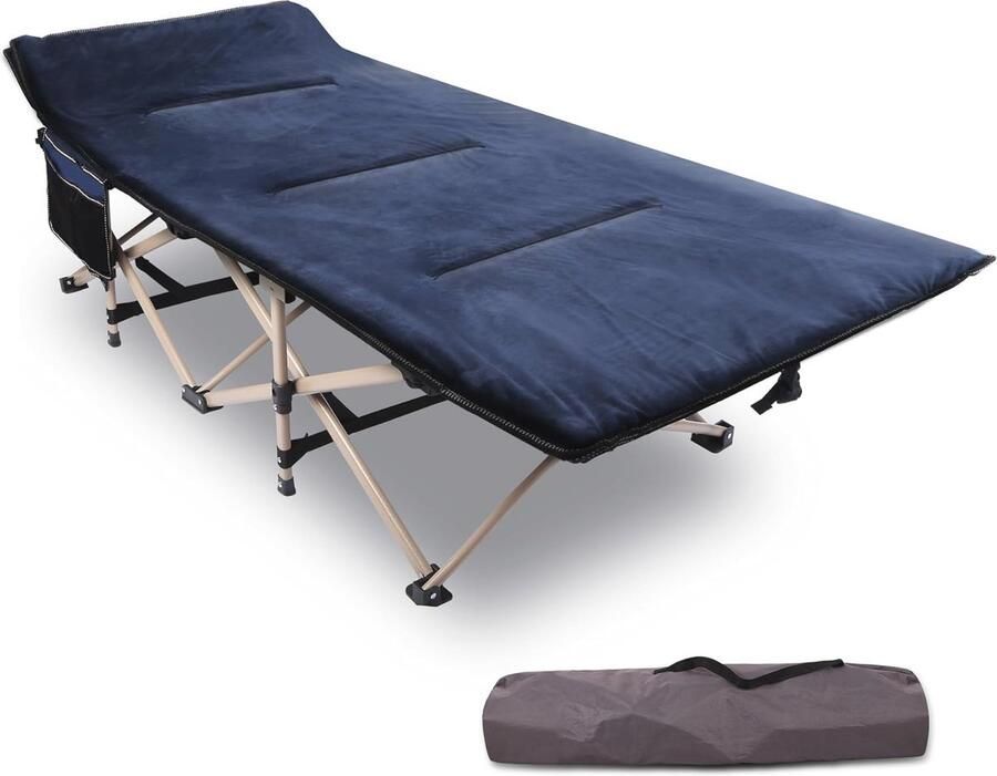XL Campingbed voor Volwassenen Extra Breed Veldbed met Zachte Pad Inklapbaar en Robuust Ideaal voor Outdoor en Indoor Gebruik