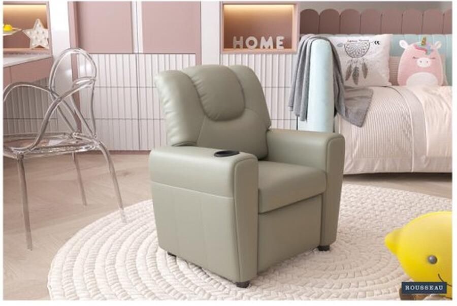 ZAZA Home Mini-Relax Fauteuil 'Rene' manueel verstelbaar PU Grijs Structuur metaal bekleding PU